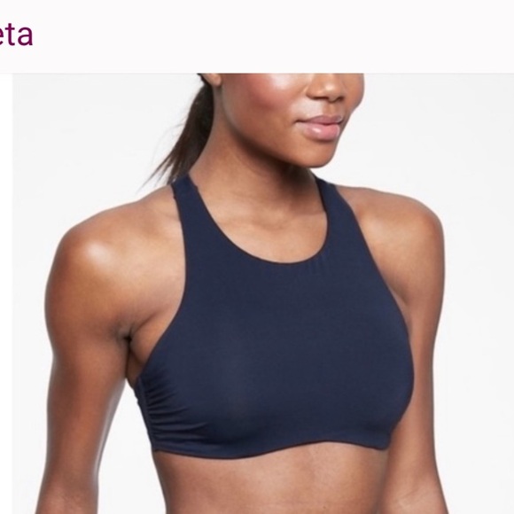 Athleta Woman's Black High-Neck Underwire Bikini Swim Beach Top Sz 34B-C - Picture 1 of 12